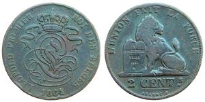 2 Centime Belgique Cuivre Léopold Ier de Belgique (1790-1865)