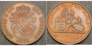 2 Centime Belgique Cuivre Léopold Ier de Belgique (1790-1865)
