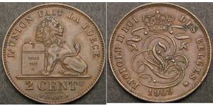 2 Centime Belgio Rame Leopoldo I del Belgio (1790-1865)
