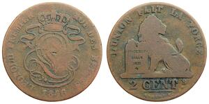 2 Centime Belgio Rame Leopoldo I del Belgio (1790-1865)