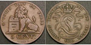2 Centime Belgio Rame Leopoldo I del Belgio (1790-1865)