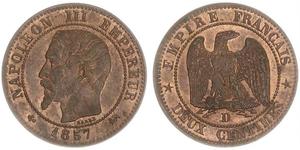 2 Centime Secondo Impero francese (1852-1870) Rame Napoleone III (1808-1873)