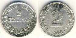 2 Centimo Costa Rica (1821 - ) Plata 