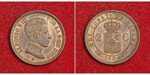 2 Centimo Kingdom of Spain (1874 - 1931) 銅 阿方索十三世 (1886 - 1941)