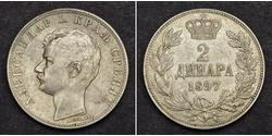 2 Denaro Serbia Argento Alessandro I di Serbia