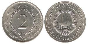 2 Dinar Sozialistische Föderative Republik Jugoslawien (1943 -1992) Kupfer/Zink 