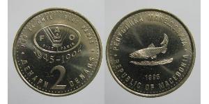 2 Dinaro Macedonia del Norte (1991 - ) Níquel/Cobre/Zinc 