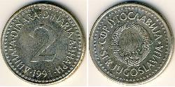 2 Dinaro República Federativa Socialista de Yugoslavia (1943 -1992) Níquel/Cobre/Zinc 