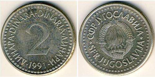 2 Dinaro República Federativa Socialista de Yugoslavia (1943 -1992) Níquel/Cobre/Zinc 