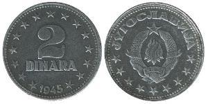 2 Dinaro República Federativa Socialista de Yugoslavia (1943 -1992) Zinc 