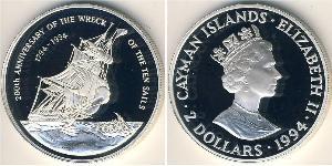 2 Dollar 開曼群島 (1670 - ) 銀 