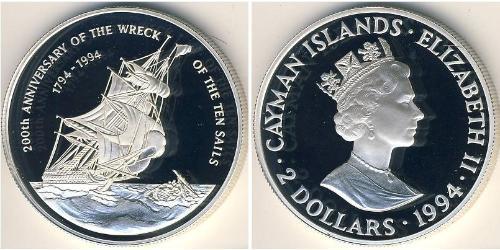 2 Dollar 開曼群島 (1670 - ) 銀 