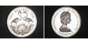 2 Dólar Bahamas (1973 - ) Plata Isabel II (1926-2022)