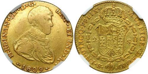 2 Escudo Kingdom of Spain (1808 - 1813) Gold Ferdinand VII. von Spanien (1784-1833)