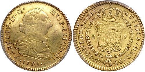 2 Escudo Peru Gold Karl IV (1748-1819)