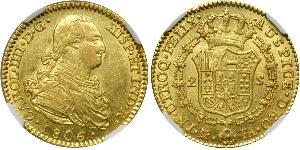 2 Escudo Spanisches Kolonialreich (1700 - 1808) Gold Karl IV (1748-1819)