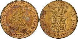 2 Escudo Spanish Mexico  / Kingdom of New Spain (1519 - 1821) Gold Ferdinand VI of Spain (1713-1759)