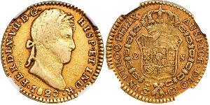 2 Escudo Spanish Mexico  / Kingdom of New Spain (1519 - 1821) Gold Ferdinand VII of Spain (1784-1833)