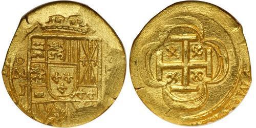2 Escudo Spanish Mexico  / Kingdom of New Spain (1519 - 1821) Gold Philip V of Spain(1683-1746)