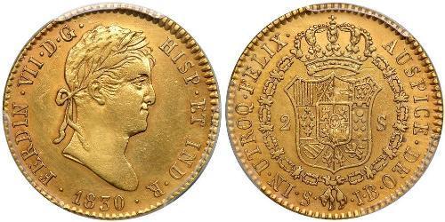 2 Escudo Vizekönigreich Neuspanien (1519 - 1821) Gold Ferdinand VII. von Spanien (1784-1833)