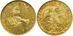 2 Escudo Estados Unidos Mexicanos (1846 - 1863) Oro 