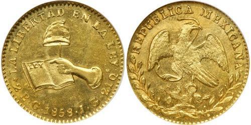 2 Escudo Estados Unidos Mexicanos (1846 - 1863) Oro 