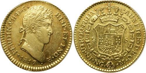 2 Escudo Guatemala Oro Fernando VII de España (1784-1833)