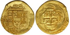 2 Escudo Virreinato de Nueva España (1519 - 1821) Oro Felipe V de España (1683-1746)