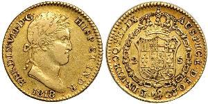 2 Escudo Virreinato de Nueva España (1519 - 1821) Oro Fernando VII de España (1784-1833)