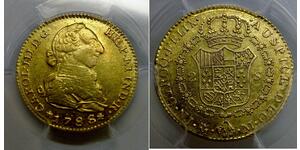 2 Escudo Virreinato de Nueva España (1519 - 1821) Oro Carlos III de España (1716 -1788)