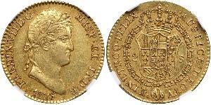 2 Escudo Virreinato de Nueva España (1519 - 1821) Oro Fernando VII de España (1784-1833)
