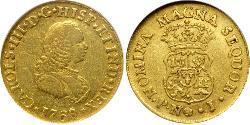 2 Escudo Virreinato de Nueva Granada (1717 - 1819) Oro Carlos III de España (1716 -1788)