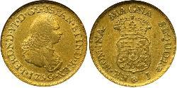 2 Escudo Virreinato de Nueva Granada (1717 - 1819) Oro Fernando VI de España (1713-1759)