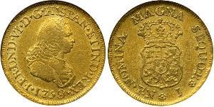 2 Escudo Virreinato de Nueva Granada (1717 - 1819) Oro Fernando VI de España (1713-1759)