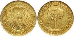 2 Escudo Costa Rica (1821 - ) / 中美洲联邦共和国 (1823 - 1838) 金 