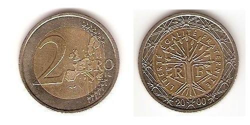 2 Euro Fünfte Französische Republik (1958 - ) Bimetall 