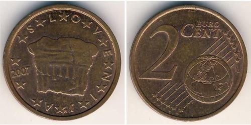 2 Eurocent 斯洛文尼亚 (1991 - ) Steel/銅 