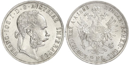 2 Florin / 2 Gulden Imperio austrohúngaro (1867-1918) Plata Franz Joseph I (1830 - 1916)