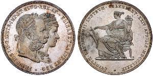 2 Florin / 2 Gulden 匈牙利王国 / 奧地利帝國 (1804 - 1867) 銀 弗朗茨·约瑟夫一世 (1830 - 1916)