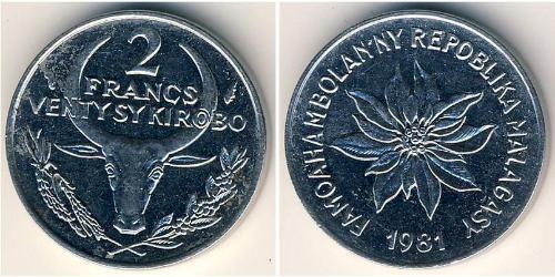 2 Franc Madagascar (1960 - ) Acciaio 