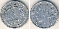 2 Franc Vichy France (1940-1944) Alluminio 