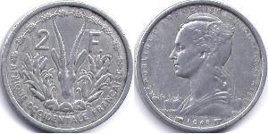 2 Franc French West Africa (1895-1958) Aluminio 