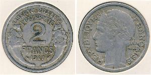 2 Franc Vichy France (1940-1944) Aluminio 