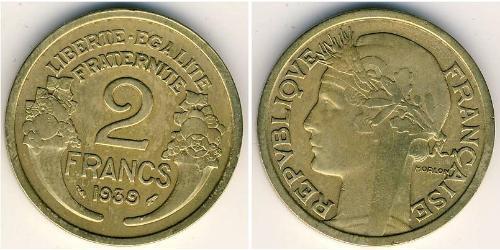 2 Franc Tercera República Francesa (1870-1940)  Aluminio/Bronce 