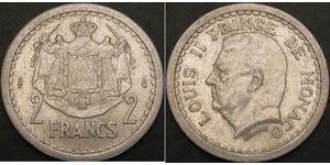 2 Franc Monaco (1297 - ) Aluminium Louis II de Monaco (1870-1949)