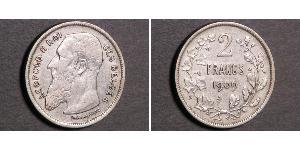 2 Franc Belgique Argent Leopold II (1835 - 1909)