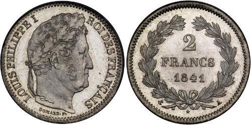 2 Franc Monarchia di Luglio (1830-1848) Argento Luigi Filippo di Francia (1773 -1850)
