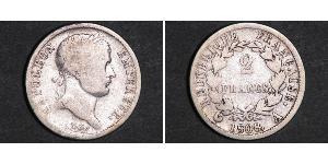 2 Franc Primo Impero francese (1804-1814) Argento Napoleone Bonaparte(1769 - 1821)