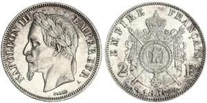 2 Franc Secondo Impero francese (1852-1870) Argento Napoleone III (1808-1873)