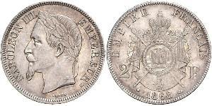 2 Franc Secondo Impero francese (1852-1870) Argento Napoleone III (1808-1873)